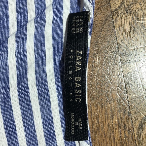 Zara Top, blue & white stripe, cutouts on back XS - Picture 7 of 7